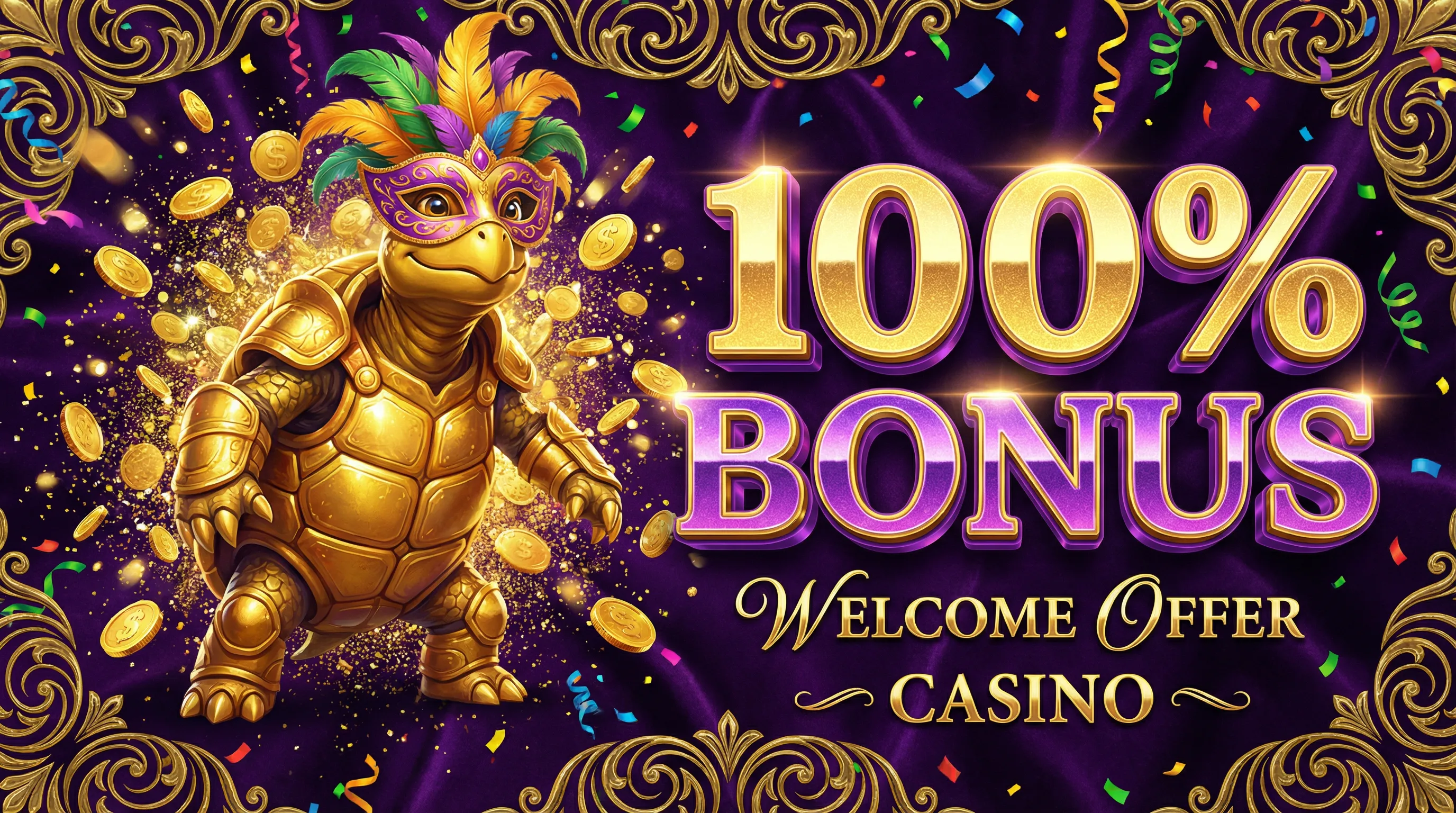 Promoção de bônus 100% no 595bet com tartaruga dourada